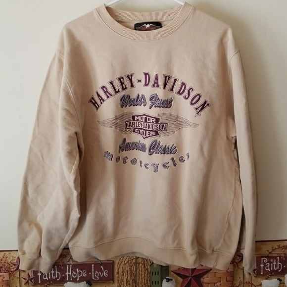 Harleydavidson Sweatshirt Crew Neck Tan 